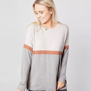 White Crow White, Orange, & Gray Color Block Long Sleeve Shirt